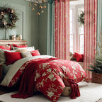 NICETOWN 4 Pieces Christmas Curtain Bundle, 2 Pieces W29xL84 Green Sheer Curtains & 2 Pieces W40xL84 Gold - Foil Stamped Drapes, Elevate Your Holiday Decor