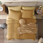 Monbix Queen Comforter Set - 7 Pieces Desert Yellow Bed in a Bag Queen Bedding Sets with Comforters, All Seasons Down Alternative Comforter Bed Set with Sheets, Pillowcases & Shams