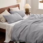 Bedsure Cotton Duvet Cover Set - 100% Cotton Waffle Weave Grey Duvet Cover Oversized King Size, GentleSoft™ and Breathable Bedding Set for All Season, 3 Pieces, 120"x98"