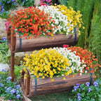 Ouddy Decor 24 Bundles Artificial Fall Flowers for Outdoors Decoration UV Resistant Fake Mums Faux Plastic Plants for Indoor Outdoor Home Garden Porch Autumn Harvest Decor, Orange