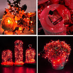 16 Pack Fairy Lights(Batteries Included) 10.2FT 30LEDs Firefly Lights Battery Operated String Lights Silver Wire Starry Lights for DIY Wedding Party Costume Christmas Tree Decoration (Red Fairy Light)
