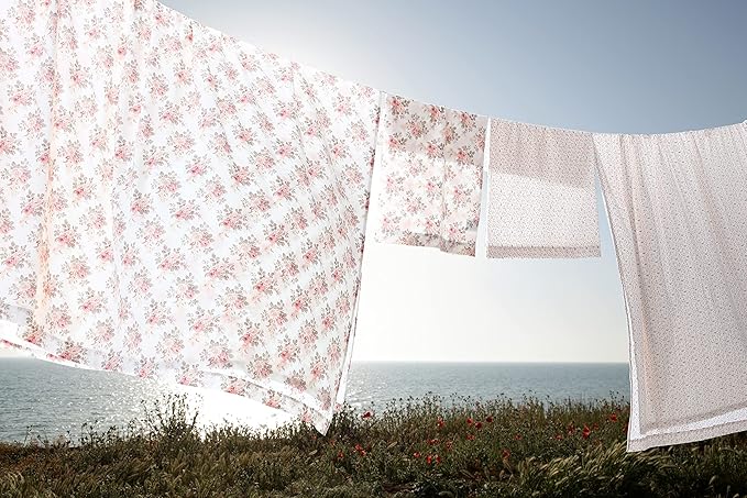 Laura Ashley - Flannel Sheets King Size, Anti-Pilling & Wrinkle Resistant Cotton, Touchably Soft for All-Season Comfort - Bed Sheets with Matching Pillowcases & Fitted Sheet (Lisalee Pink)