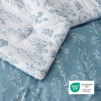 Bedsure Full Comforter Set - Mineral Blue Bed Set, 3 Pieces Cute Floral Bedding, 1 Soft Reversible Botanical Flowers Comforter and 2 Pillow Shams