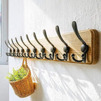 Dseap Coat Rack Wall - Heavy-Duty 38-1/4" Long, with Reinforced 10 Custom Tri-Hooks, Solid Wood Wall Hanger for Coats Hat Jackets - Rustic Farmhouse Entryway Hallway Storage, Weathered Brown & Black