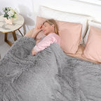Tuddrom Decorative Extra Soft Faux Fur Blanket Queen Size 80" x 90",Solid Reversible Fuzzy Fluffy Cozy Plush Fleece Comfy Microfiber Blanket for Couch Sofa Bed,Grey