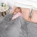 Tuddrom Decorative Extra Soft Faux Fur Throw Blanket 50"x60",Solid Lightweight Fuzzy Reversible Long Hair Shaggy Blanket,Fluffy Cozy Plush Mink Fleece Comfy Microfiber Blanket for Couch Sofa Bed, Grey