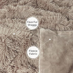 Tuddrom Decorative Extra Soft Faux Fur Throw Blanket 50"x60",Solid Reversible Fuzzy Lightweight Long Hair Shaggy Blanket,Fluffy Cozy Plush Fleece Comfy Microfiber Blanket for Couch Sofa Bed,Khaki