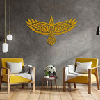KAWA METALWORKS Nordic Viking Raven Metal Wall Art Decor, Norse Mythology Sculpture, Odin's Raven Wall Decor (White, Large - 20.4" x 36" H x W)