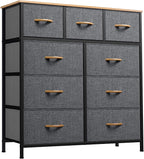YITAHOME Dresser with 9 Drawers, Fabric Dresser for Bedroom, Living Room, Hallway, Closets (Dark Grey)