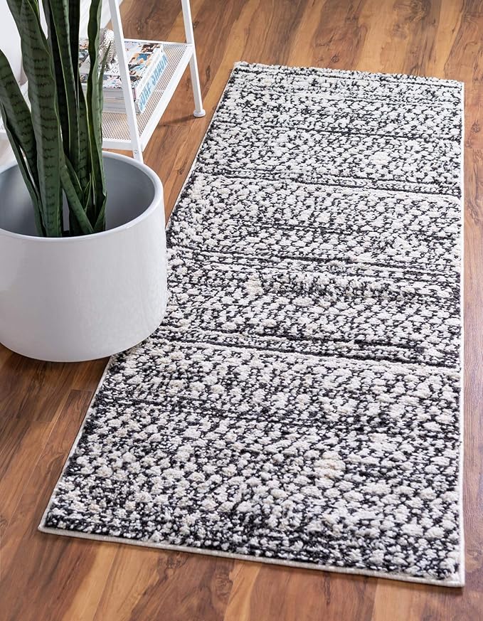 Rugs.com Morocco Collection Rug – 6 Ft Runner Ivory High-Pile Rug Perfect for Hallways, Entryways