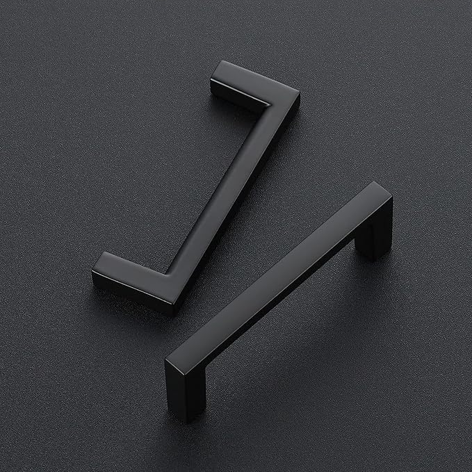 Ravinte 25 Pack Matte Black Cabinet Pulls, 3 Inch (76mm) Hole Center Slim Kitchen Handles, Square Drawer Pulls for Cabinets & Cupboards, Hardware