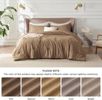 Bedsure King Size Comforter Set - Brown Soft Bedding for All Seasons, Cationic Dyed Bed Set, 3 Pieces, 1 King Size Comforter (104"x90") and 2 Pillow Shams (20"x36"+2")