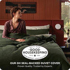 Bedsure Cotton Duvet Cover Set - 100% Cotton Waffle Weave Olive Green Duvet Cover Oversized Queen Size, GentleSoft™ and Breathable Bedding Set for All Season, 3 Pieces, 98"x98"