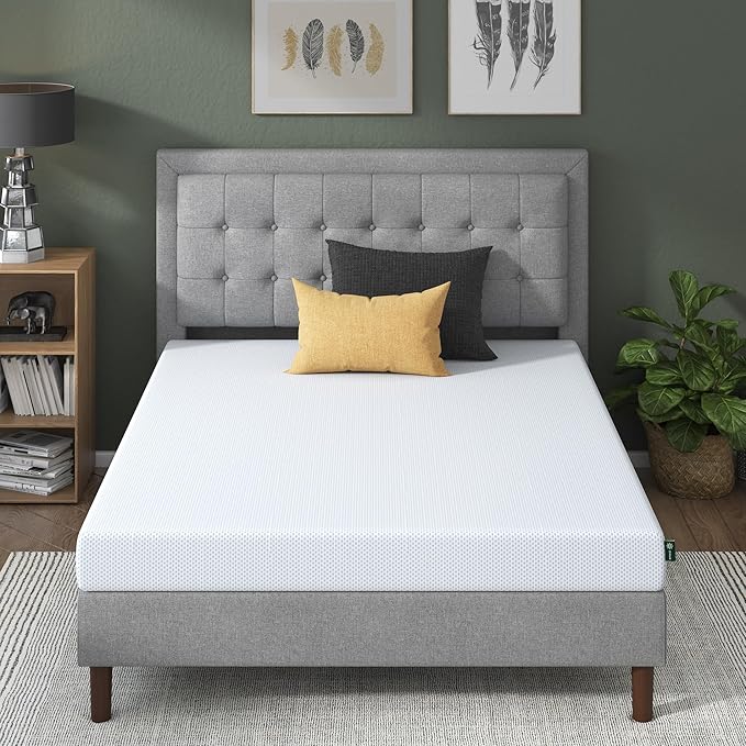 ZINUS 6 Inch Green Tea Cooling Gel Memory Foam Mattress, Short Queen, Fiberglass Free, Cooling Gel Foam, Pressure Relieving, CertiPUR-US Certified, Mattress in A Box, White