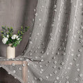 MYSKY HOME Pom Pom Grey Sheer Curtains for Bedroom Girls Room Curtains 84 Inches Long for Nursery Kids Light Filtering Boho Window Drapes, Rod Pocket, 52" Wide, 2 Panels