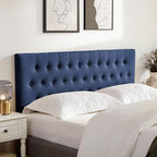Tufted Upholstered Headboard King Size, Solid Wood Head Board with Durable Metal Legs, Adjustable Height Bed headboard from 37" to 51" Fabric Headboard in Modern Button Design, Blue