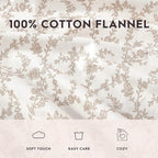 Laura Ashley - Flannel Sheets Twin Size, Anti-Pilling & Wrinkle Resistant Cotton, Touchably Soft for All-Season Comfort - Bed Sheets with Matching Pillowcase & Fitted Sheet (Victoria Beige)