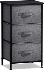 Sorbus Nightstand with 3 Drawers - Bedside Furniture & Night Stand End Table Dresser with Steel Frame, Wood Top, Easy Pull Fabric Bins for Home, Bedroom Accessories, Office & Dorm