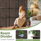 Room Divider 6 Panel Room Screen Divider Folding Portable partition Screen Wood with Removable Storage Shelves, Dark Brown