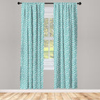 Ambesonne Turquoise Window Curtains, Retro Vintage 60s 50s Inspired Geometric Polka Dots Romantic Art Print, Lightweight Decor 2-Panel Set with Rod Pocket, Pair of - 28" x 63", White and Blue