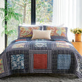 Secgo King Size Comforter Set- 100% Cotton Quilt King Size Set, Black bedspreads (96 * 108 Inch) with 2 Pillow Shams, Patchwork Reversible Lightweight Bedding