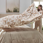 Bedsure GentleSoft Sherpa Fluffy Blanket King Size for Bed - Fleece Warm and Cozy for Women Gift, Plush & Fuzzy Faux Fur Christmas Blanket for Couch, Sofa Decor, Tie Dye Design, Beige, 108x90 Inches