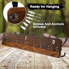 Dseap Coat Rack Wall - Heavy-Duty 38-1/4" Long, with Reinforced 10 Custom Tri-Hooks, Solid Wood Wall Hanger for Coats Hat Jackets - Rustic Farmhouse Entryway Hallway Storage, Natural & Black