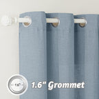 RYB HOME Natural Linen Curtains for Living Room Nursery Playroom, Modern Privacy Drapes 84 inch Length Vertical Semi Transparent Sheer for Large Windows, W 100 inch x L 84 inch, Dusty Blue, 1 Pc