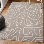 JONATHAN Y Graphic Lines High-Low Indoor Area Rug 8X10 Beige/Cream, Alcina Modern Scandinavian for Living Room, Bedroom, Kitchen, Easy-Cleaning, High Traffic, Pet-Friendly, Non-Shedding SND102A-8