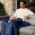 Exclusivo Mezcla Extra Large Fleece Throw Blanket for Couch, Sofa, 300GSM Super Soft and Warm Blankets, Navy Blue Throw All Season Use, Cozy, Plush, Lightweight, 50x70 Inches