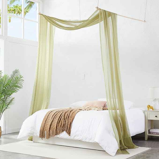 Warm Home Designs 30 Feet Long Sheer Sage Green Window Scarf. These XXL Length Valance Window Scarves 54 X 360 Inches in Size. Great as Bed Canopy or Wedding Arch Draping Fabric. AM Sage 360"