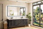 TETOTE 72x36 LED Mirror for Bathroom Black Metal Frame Frontlit & Backlit Lighted Vanity Mirror Baroque Gothic Anti Fog Stepless Dimmable White/Warm/Natural,CRI90+,Wall Mounted(Horizontal/Vertical)