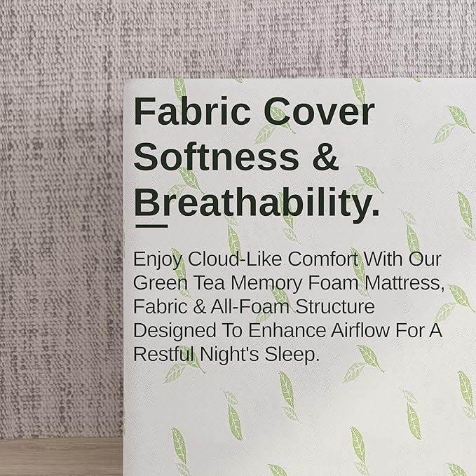 NapQueen Queen Size, 12 Inch Anula Green Tea Infused Memory Foam Mattress, Bed in a Box, CertiPUR-US Certified Mattress
