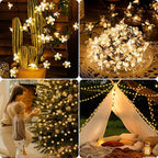 oopswow Solar Flower String Lights,2PACK 50 LED Solar Fairy Light Outdoor Waterproof,Cherry Blossoms String Lights for Fence Patio Yard Christmas Tree,Lawn,Patio,Garden Decoration(Warm White)
