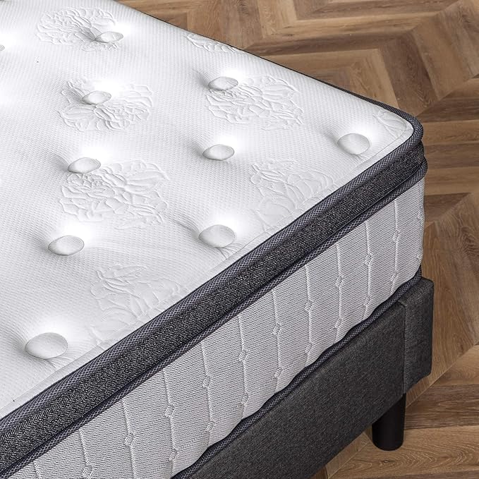 ZINUS 12 Inch Comfort Support Cooling Gel Hybrid Mattress, Full, Euro Top Innerspring Mattress, Motion Isolating Pocket Springs, Mattress in A Box