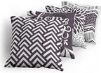 Ambesonne Geometric Throw Pillow Cushion Case Pack of 4, Home Phrase Minimal Zigzag Squama Dahlia Flower Petals Chevron Tribal, Modern Accent Double-Sided Digital Printing, 18", Dark Mauve and White