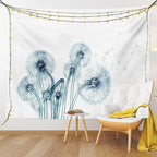 Ambesonne Flower Tapestry by Ambesonne, Unusual Image of Dandelions on Simple Background Uv Style Negative of Nature Art, Wall Hanging for Bedroom Living Room Dorm, 40 W X 60 L Inches, Teal White