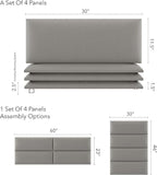 Vänt Upholstered Wall Panels - Queen/Full Size Wall Mounted Headboards - Zigrino Mineral - Set of 4 Panels (Each Individual Panel 30"x11.5")