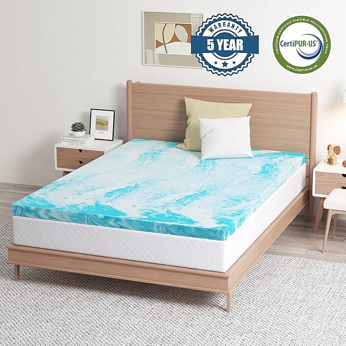 EGO Topper 4 Inch Twin XL Memory Foam Mattress Topper, Gel Foam Mattress Topper for Pressure Relief, Ventilated Design Bed Topper in a Box, CertiPUR-US Certified, 38"×80", Medium