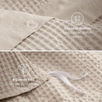 Bedsure Cotton Duvet Cover King - 100% Cotton Waffle Weave Beige Duvet Cover King Size, GentleSoft™ and Breathable Bedding Set for All Season, 3 Pieces, 104"x90"