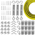 Globe String Light Suspension Kit, Outdoor Light Guide Wire, Vinyl Coated Stainless Steel Steel Cable，Include 150ft Transparent PVC and 304 Stainless Steel Wire Cable, Turnbuckle and Hooks