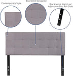 Flash Furniture Bedford Tufted Upholstered Full Size Headboard in Light Gray Fabric