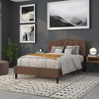 Flash Furniture Cambridge Button Tufted and Diamond Stitched Upholstered Full Size Headboard in Camel Fabric