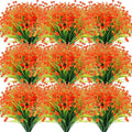 Hoteam 40 Bundles Fall Outdoor Artificial Flowers Plants UV Resistant Outside Faux Flowers Plastic Fake Plants Outdoor Summer Seasons Decoration Shrubs Garden Porch, Orange