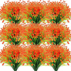 Hoteam 40 Bundles Fall Outdoor Artificial Flowers Plants UV Resistant Outside Faux Flowers Plastic Fake Plants Outdoor Summer Seasons Decoration Shrubs Garden Porch, Orange