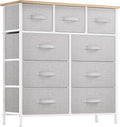 YITAHOME Dresser with 9 Drawers - Fabric Storage Tower, Organizer Unit for Room, Living Room, Hallway, Closets - Sturdy Steel Frame, Wooden Top & Easy Pull Fabric Bins (Light Gray)