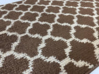 Custom Size Cut to Length Moroccan Trellis Design Runner Rug Mat For Wide Long Hallways with Non-Slip Rubber Backing, Better Traction for Pets, Prevent Slippage, Trellis Brown, 31 inch X 14 feet