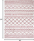 SAFAVIEH Area Rug 8x10 - Arizona Shag Collection - Large - Ivory & Red, Moroccan Design, Non-Shedding & Easy Cleaning, Ultra Plush Thick Pile, Ideal for Living Room, Bedroom, Dining Space (ASG741P)