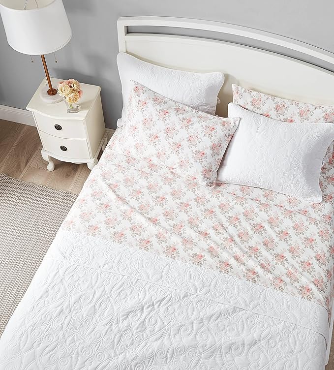 Laura Ashley - Flannel Sheets Twin Size, Anti-Pilling & Wrinkle Resistant Cotton, Touchably Soft for All-Season Comfort - Bed Sheets with Matching Pillowcase & Fitted Sheet (Lisalee Pink)