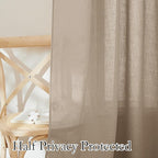 RYB HOME Linen Curtains Over Sink 36 inches Length, 2 Panels Light Filtering Privacy Semi Sheer Curtains for Bathroom Kitchen Car Small Window, Length 36 by Width 52 inch, Khaki
